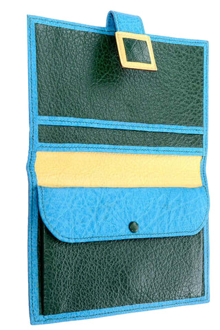 Pebbled Vintage Modernist Geometric Leather Art Handbag With Wallet