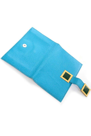 Vintage Modernist Geometric Leather Art Handbag With Blue & Green Wallet