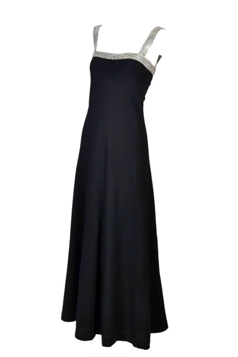 Vintage I Magnin Black Evening Gown Dress With Rhinestones Modig Vintage I Magnin Black Evening Gown Dress With Rhinestones Modig