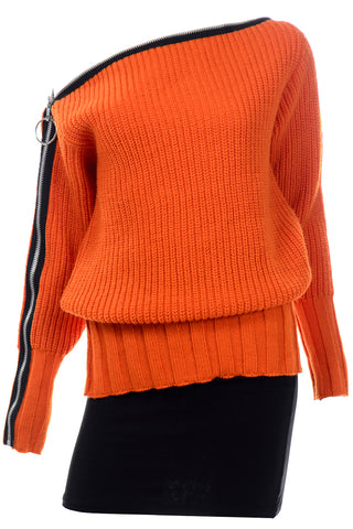 Betsey Johnson Punk Label Orange Chunky Knit Sweater With Mini Skirt 