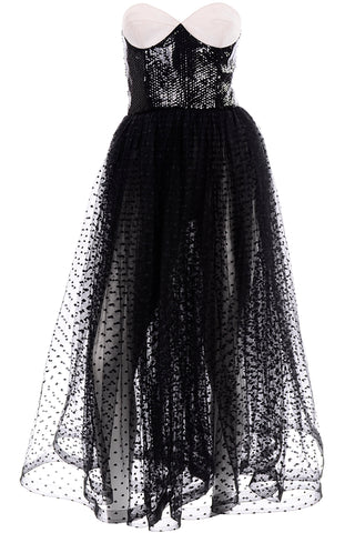 Vintage Bill Blass Tulle Sequin Strapless Dress