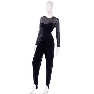 Vintage Black Catsuit Jumpsuit With Stirrups Fitted