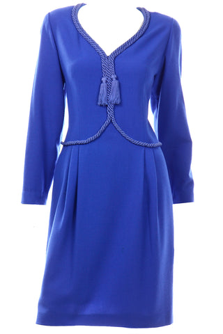 Vintage Valentino Blue Dress With Tassels and Rope Trim