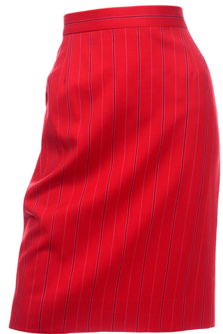 Vintage Margareta Ley Escada Red Pinstripe Pencil Skirt