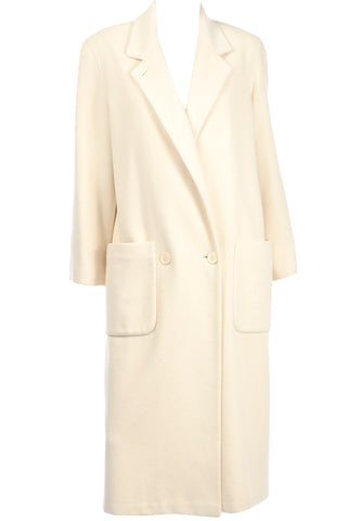 1990s Vintage Cream Cashmere Double Breasted Coat