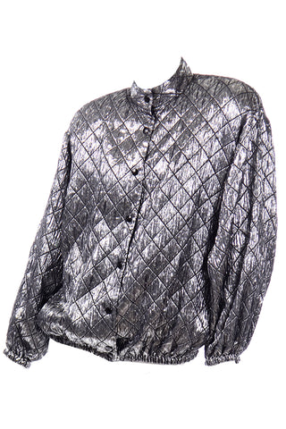 Jeanette for St. Martin Vintage Silver Quilted Bomber Jacket