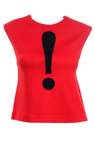 Vintage Moschino Red Sleeveless Top With Black Exclamation Point Mark