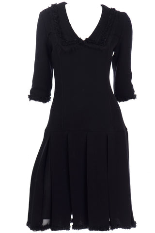 Oscar de la Renta Fall 2010 Black Dress With Raw Silk Edges & Sparkle Trim