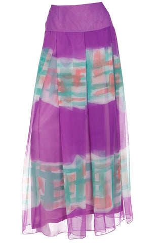1980s Purple Green and Orange Hand Dyed Vintage Maxi Skirt