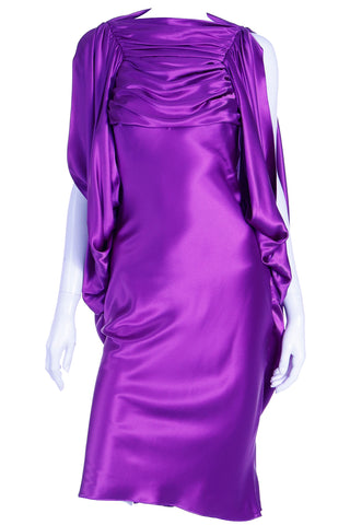 Vintage Purple Liquid Silk Draped Evening Dress