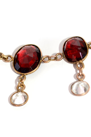 Victorian rose gold Antique Garnet Crystal Fringe Collar Necklace 9k