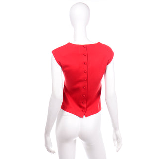 Vintage Moschino Red Sleeveless Top With Black Exclamation Point Mark with back buttons
