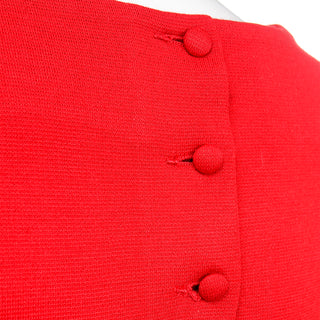 Vintage Moschino Red Sleeveless Top With Black Exclamation Point Mark covered buttons