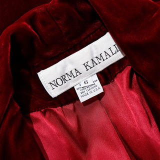 1980s Norma Kamali Victorian Style Red Velvet Jacket Size Small