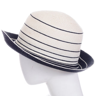Patricia Underwood 1990s Blue and Ivory Straw Hat
