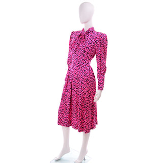 Pink Silk Vintage Day Dress w Pleats
