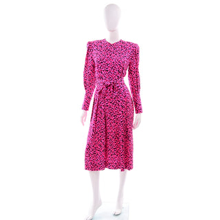 1980s Pauline Trigere Pink Silk Vintage Dress