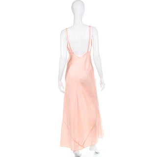 Vintage 1940s Peachy Pink Long Low Back Nightgown or Slip Dress