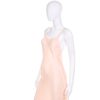 1940s Peachy Pink Long Low Back Vintage Nightgown or Slip Dress