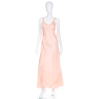 1940s Peachy Pink Long Low Back Nightgown Slip or Slip Dress