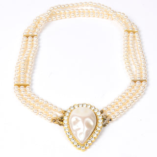 Vintage Pierre Cardin Rhinestone and Pearl Necklace nice