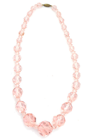 Vintage 1940s Faceted Pink Crystal Necklace