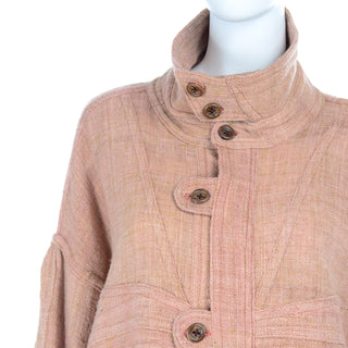 1980s Muted Pink Wool Handwoven Bolivian Vintage Jacket