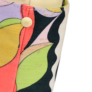 1960s Emilio Pucci by Jana Print Raw Silk & Leather Top Handle Handbag