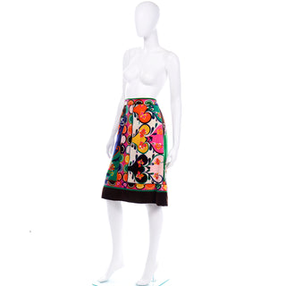 60s Vintage Pucci 1960s Colorful Print Velvet Skirt