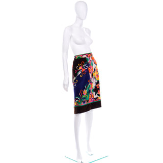 Vintage Pucci 1960s Colorful Print Velvet Skirt Italy