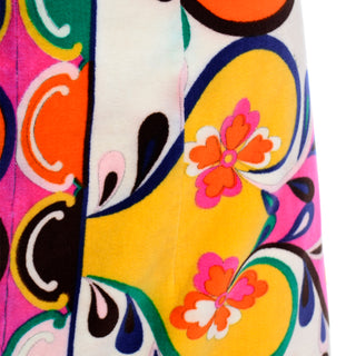 Vintage Pucci 1960s Colorful Print Velvet Skirt  Abstract