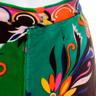 Vintage Pucci 1960s Colorful Print Velvet Skirt Italy 60s