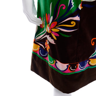 Vintage Pucci 1960s bright Colorful Print Velvet Skirt 
