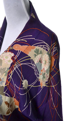 Purple Silk Vintage Kimono Older Asian Textile Estate - Dressing Vintage