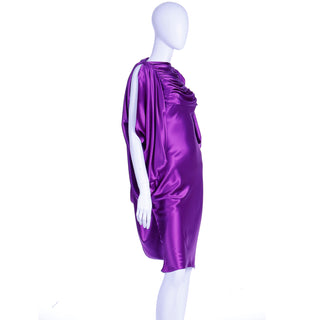 Vintage Purple Liquid Silk Evening Dress with dramatic draping