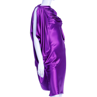 Vintage Purple Liquid Silk Draped Evening Dress  4/6