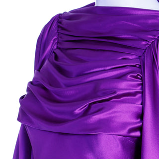 Vintage Purple Liquid Silk Draped Evening Dress sz 4/6
