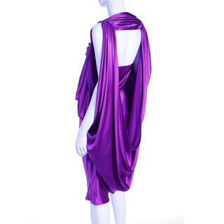 Vintage Purple Liquid Silk Draped Evening Dress rare