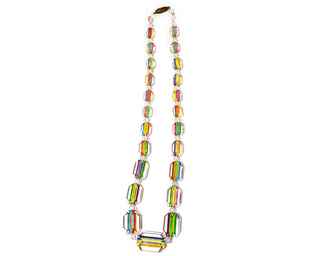 Art Deco Vintage Rainbow Glass Necklace faceted