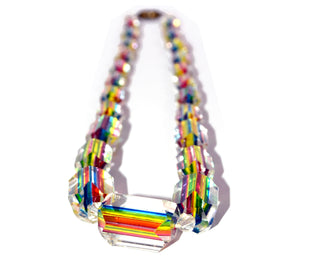 Art Deco Vintage Rainbow Glass Necklace