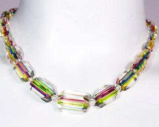 Faceted Art Deco Vintage Rainbow Glass Necklace