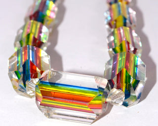 Art Deco Vintage Rainbow Glass Necklace 1930s
