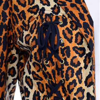 1980s Patrick Kelly Vintage Animal Print Jacket With Lace Up Detail Rare Designer Clothing