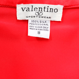 Vintage Valentino Top Red & Black Silk Blouse
