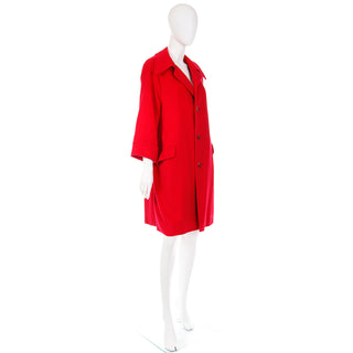 Vintage Red Cashmere Knee Length Coat