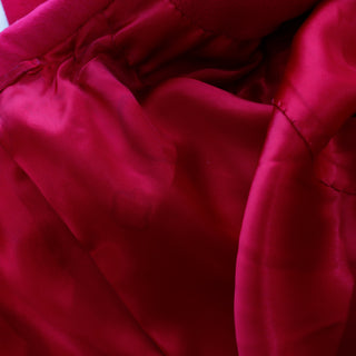 1980s Vintage Red Cashmere Coat Satin Lining
