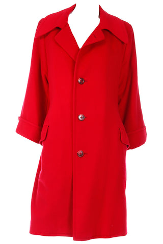 1980s Vintage Red Cashmere Coat