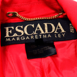 Vintage Escada Red Blazer With Applique Embroidery Detail 1980s