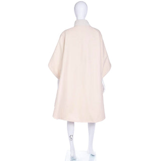 Unique 1980s Reversible Ivory Cream Cape With Optional Sleeves & Hood