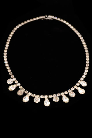 1960s Dangling Teardrop Rhinestone Necklace